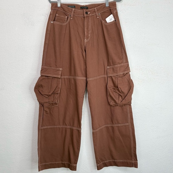 Wild Fable Women's Mid-Rise Baggy Cargo Pants Size 12R Rugged Twill Cotton NWT - Picture 2 of 9